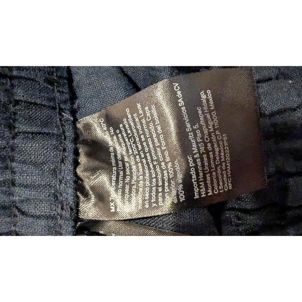 H&M Linen Blend‎ Drawstring Waist Pants Navy Blue Size XL TG XG